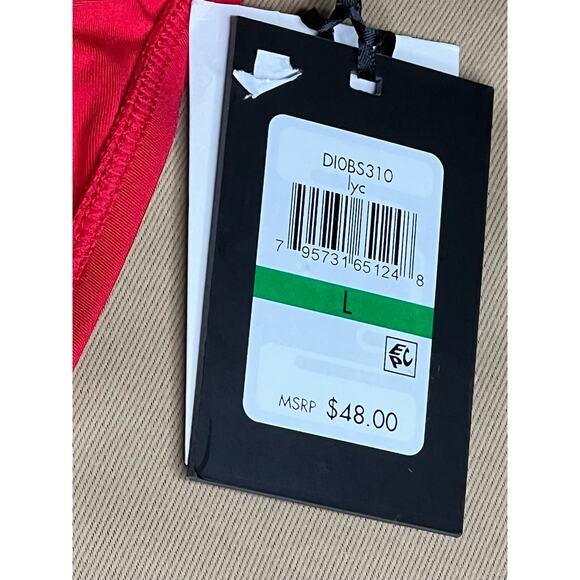 DKNY Lychee Red Stretch Classic Hipster Bikini Swim Bottom L NWT - Picture 4 of 4